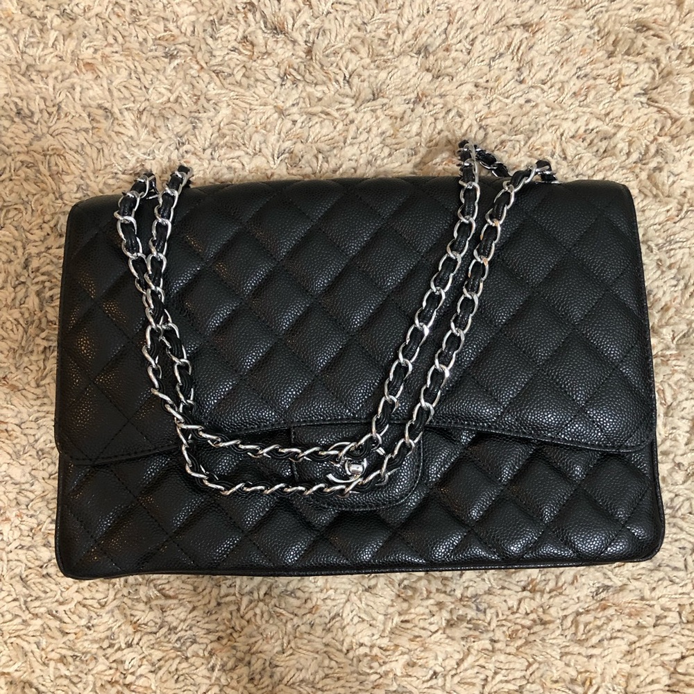 Shoulder Bag with Silver Chain Strap.